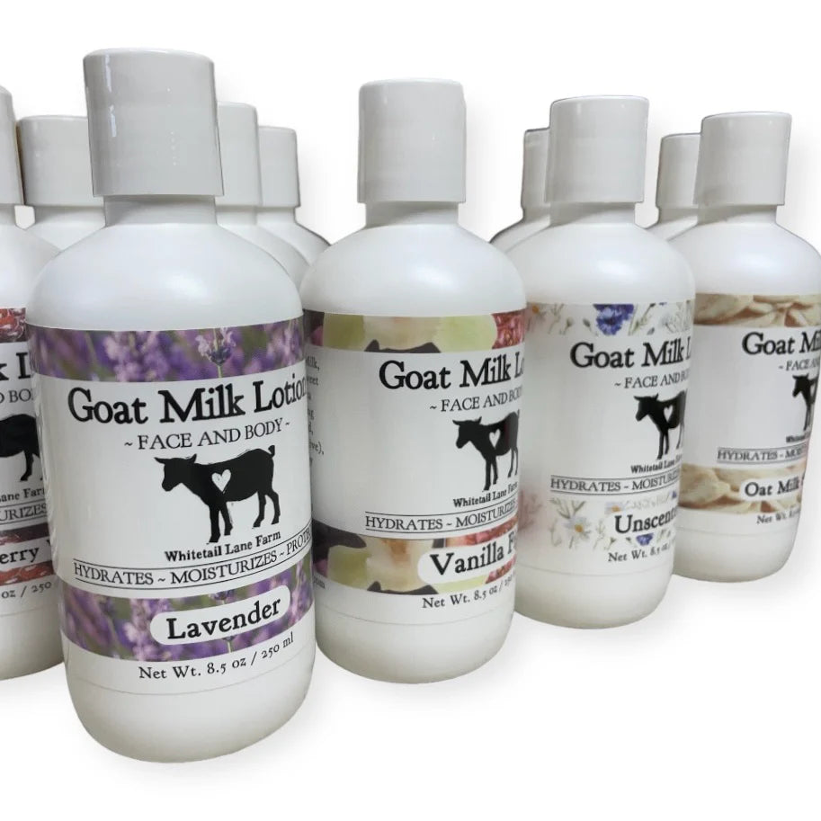 multiple bottles of goat milk lotion