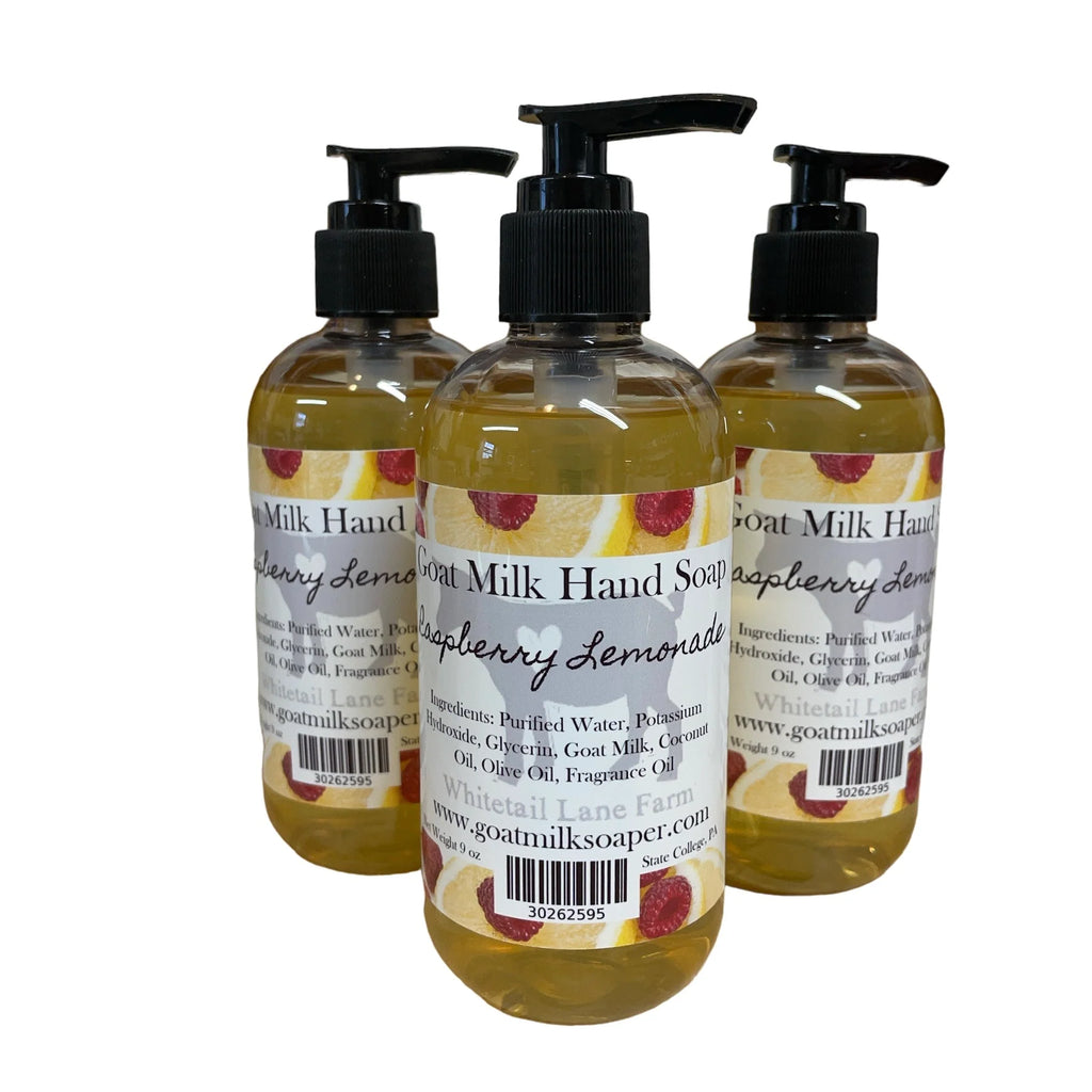 3 bottles of liquid goat milk hand soap