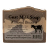 Goat milk soap bar with label on a white background
