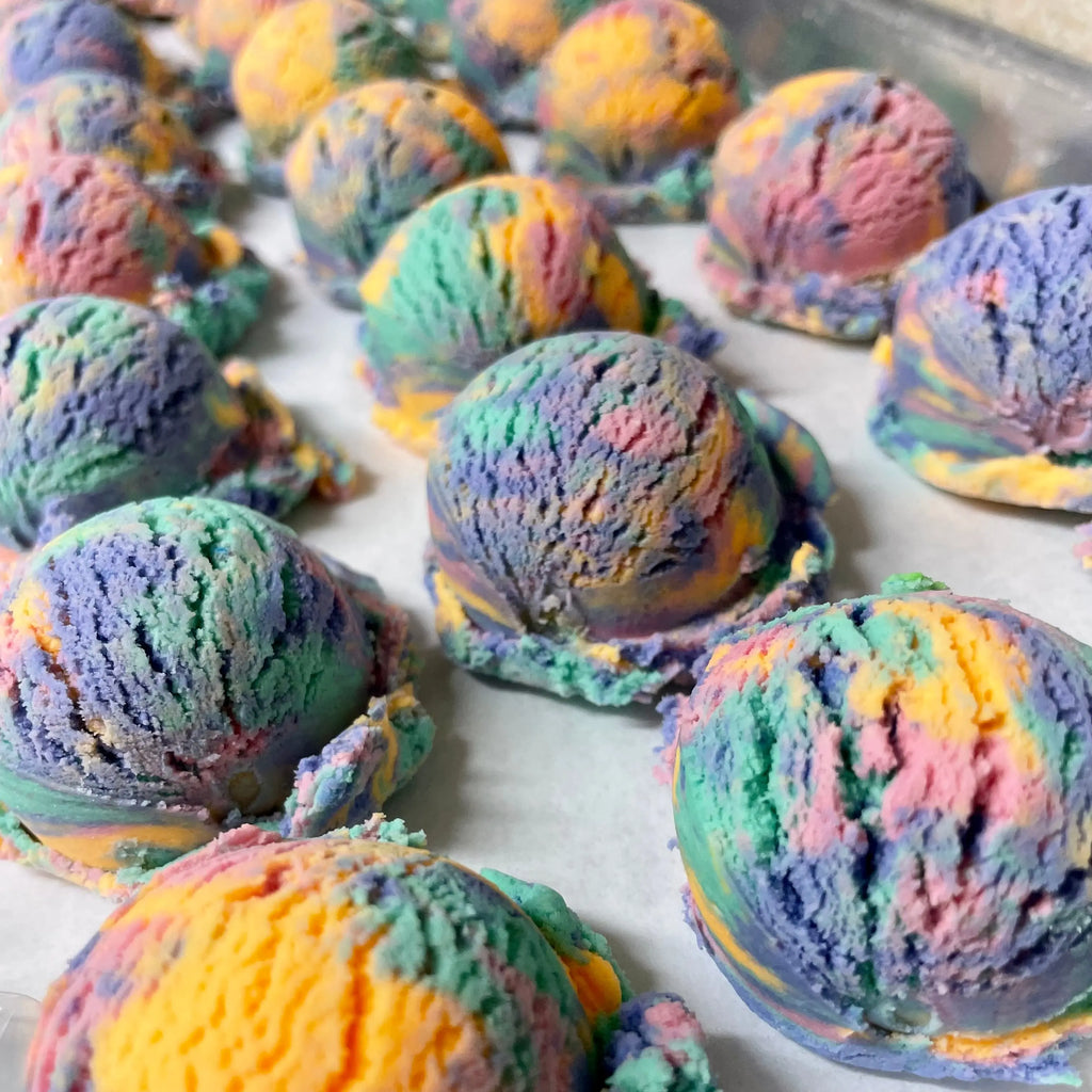 Bubble Scoops Solid Bubble Bath RAINBOW SHERBET from Whitetail Lane Farm Goat Milk Soap