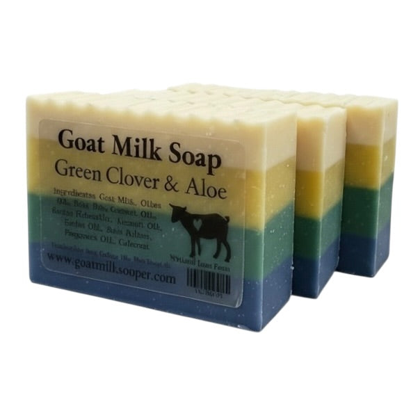 3 Colorful bars of Green Clover and Aloe Goat Milk Soap