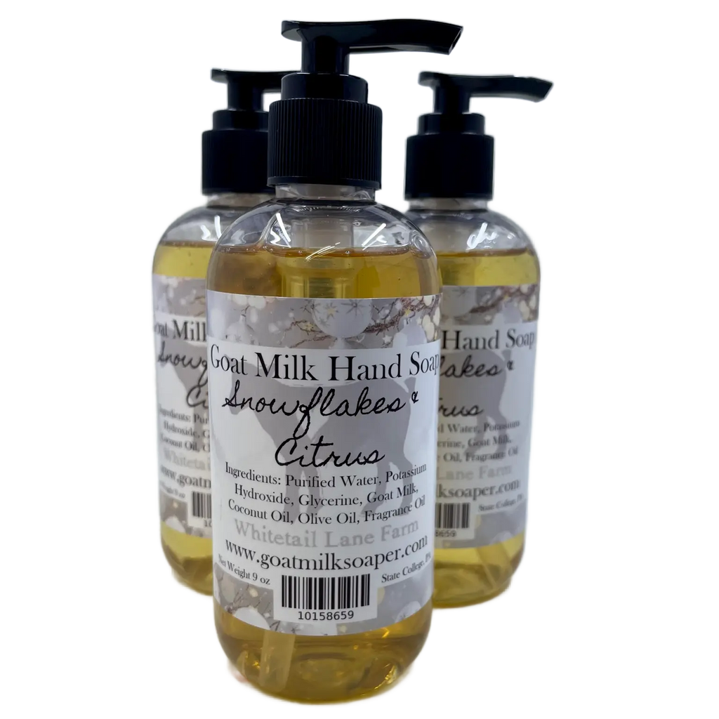 Liquid Goat Milk Hand Soap Snowflakes and Citrus from Whitetail Lane Farm Goat Milk Soap