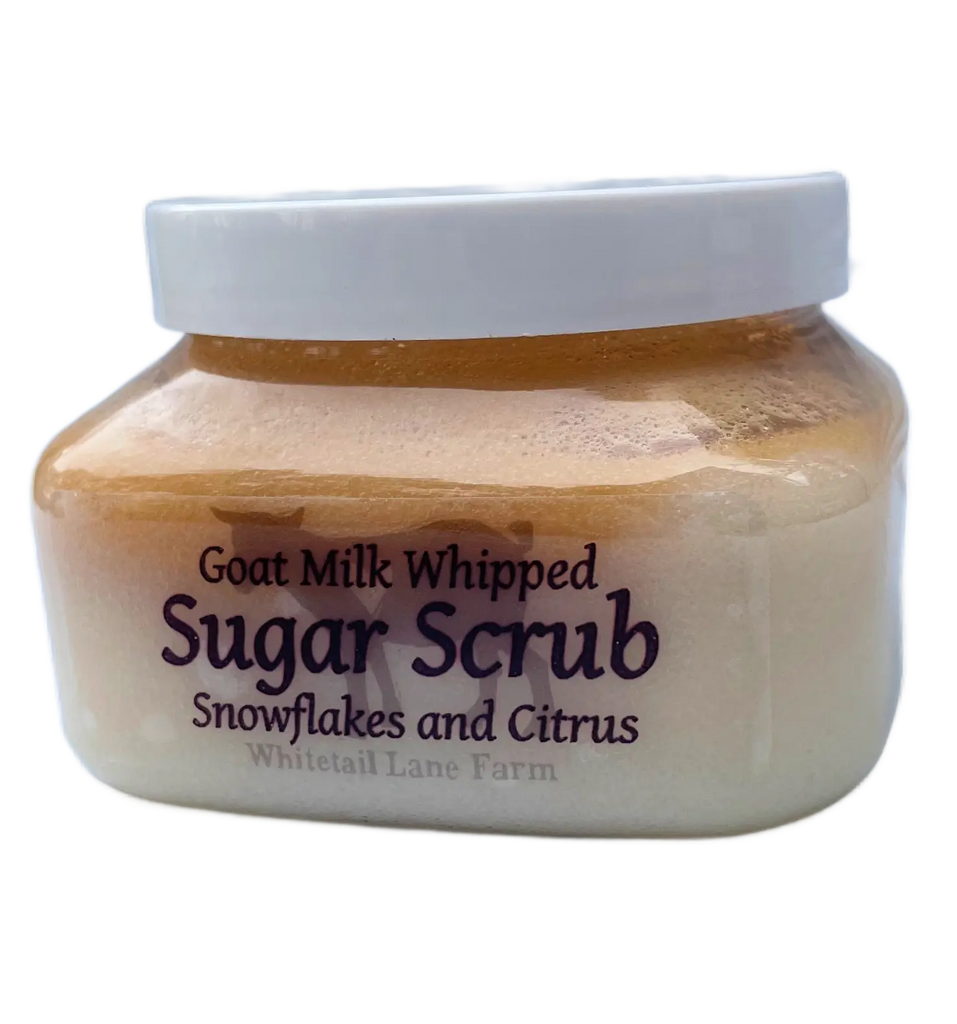 Snowflakes and Citrus Goat Milk Sugar Scrub from Whitetail Lane Farm Goat Milk Soap